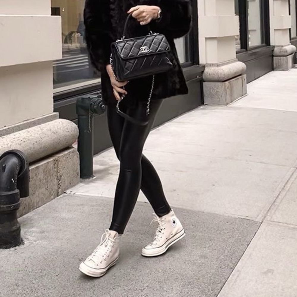 WHITE Converse High Top Lace Up Sneakers Athletic Streetstyle